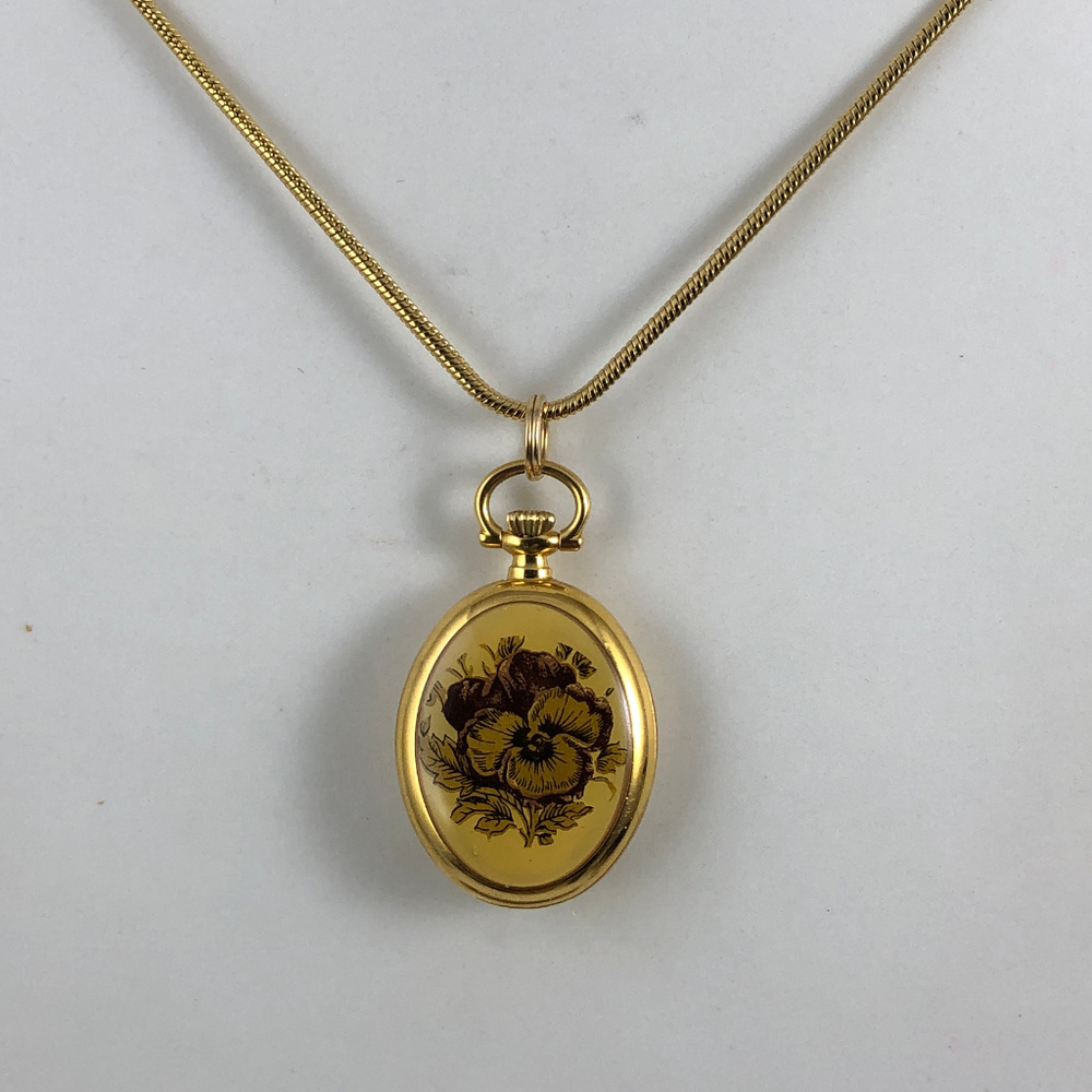Rare Vintage  Bucherer Enamel Pansy Quartz Watch